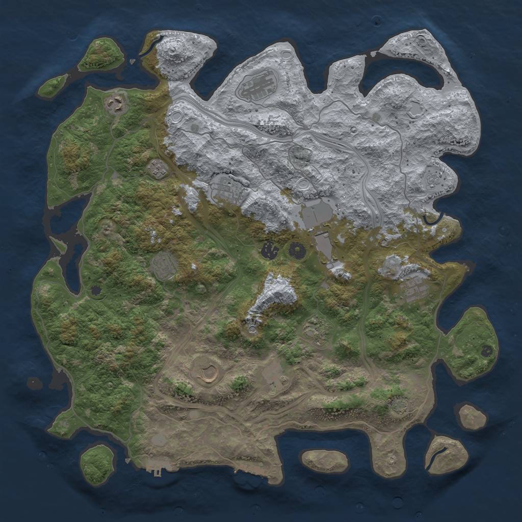 Rust Map: Procedural Map, Size: 4500, Seed: 1095870672, 19 Monuments