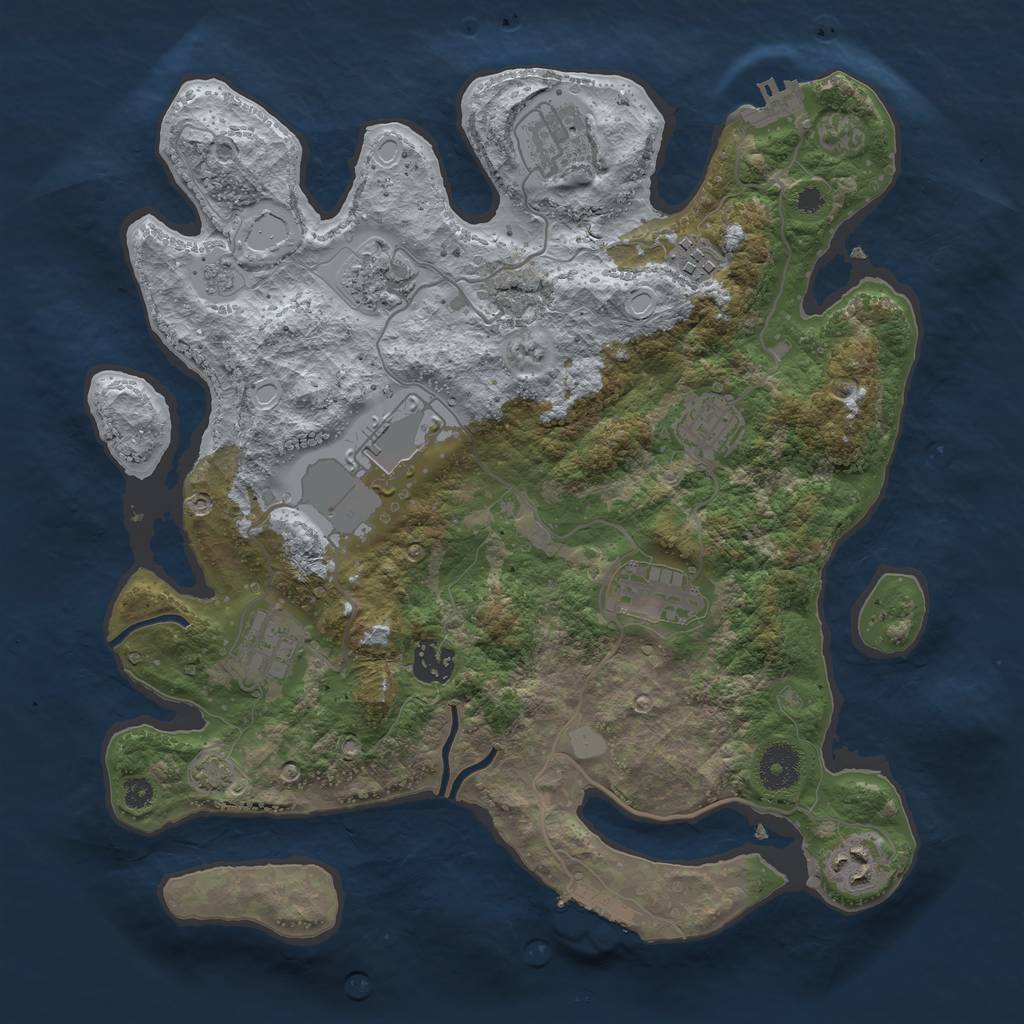Rust Map: Procedural Map, Size: 3500, Seed: 21342, 16 Monuments