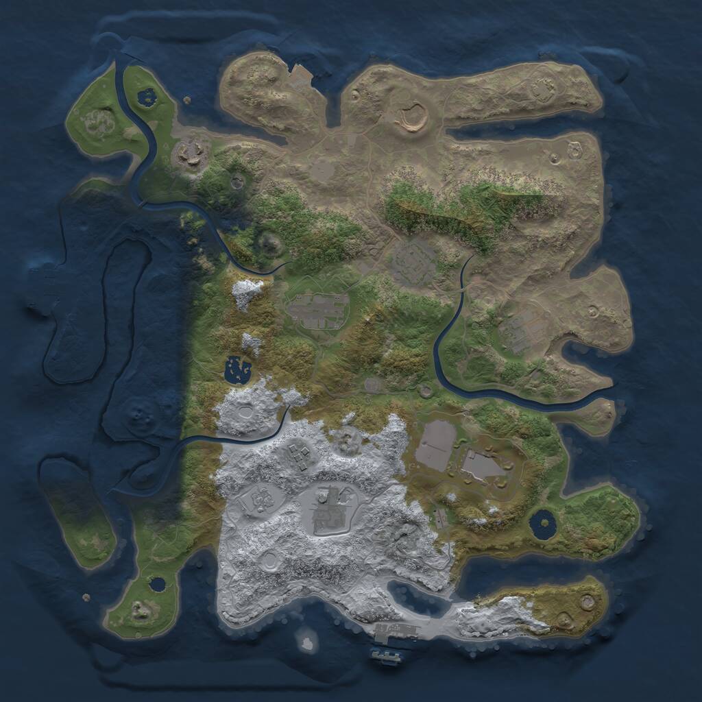 Rust Map: Procedural Map, Size: 3750, Seed: 245626751, 15 Monuments