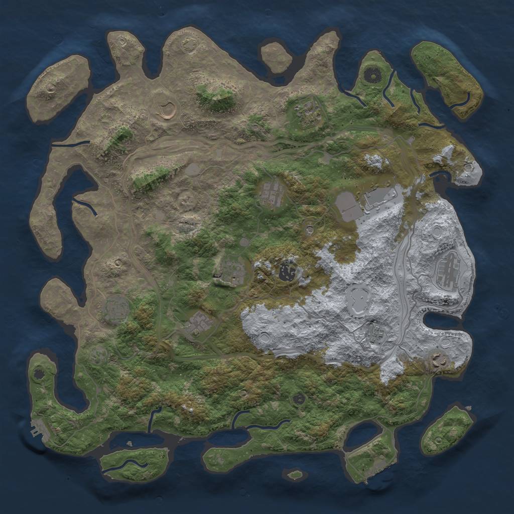 Rust Map: Procedural Map, Size: 4500, Seed: 1717877117, 18 Monuments