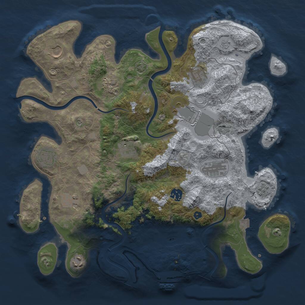Rust Map: Procedural Map, Size: 3750, Seed: 37299507, 16 Monuments