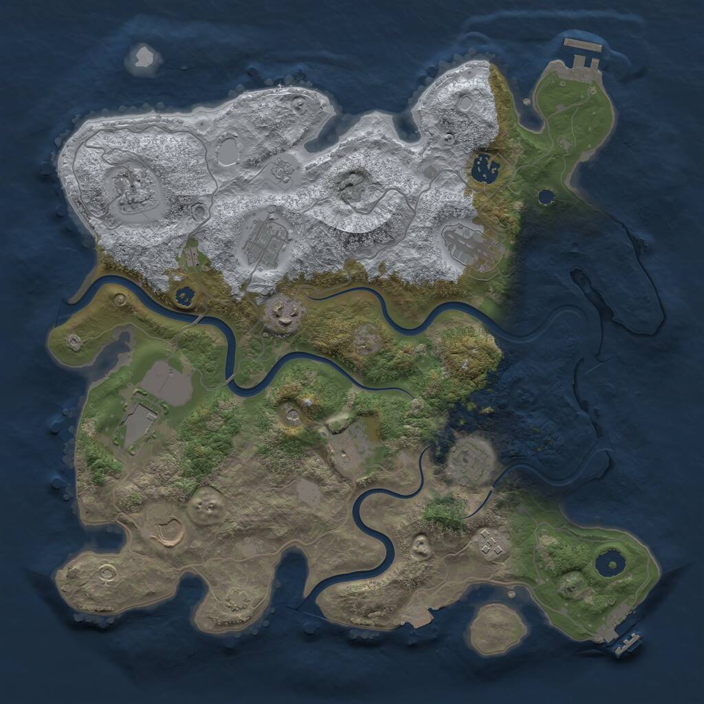 Rust Map: Procedural Map, Size: 3750, Seed: 38284882, 16 Monuments