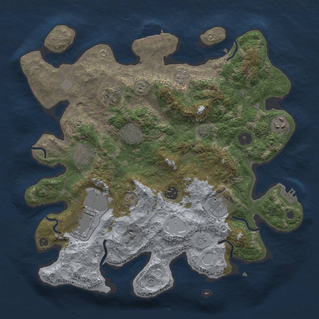 Rust Map: Procedural Map, Size: 3600, Seed: 36010900, 16 Monuments