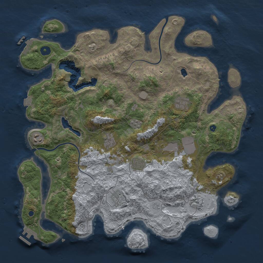 Rust Map: Procedural Map, Size: 4000, Seed: 251459757, 14 Monuments