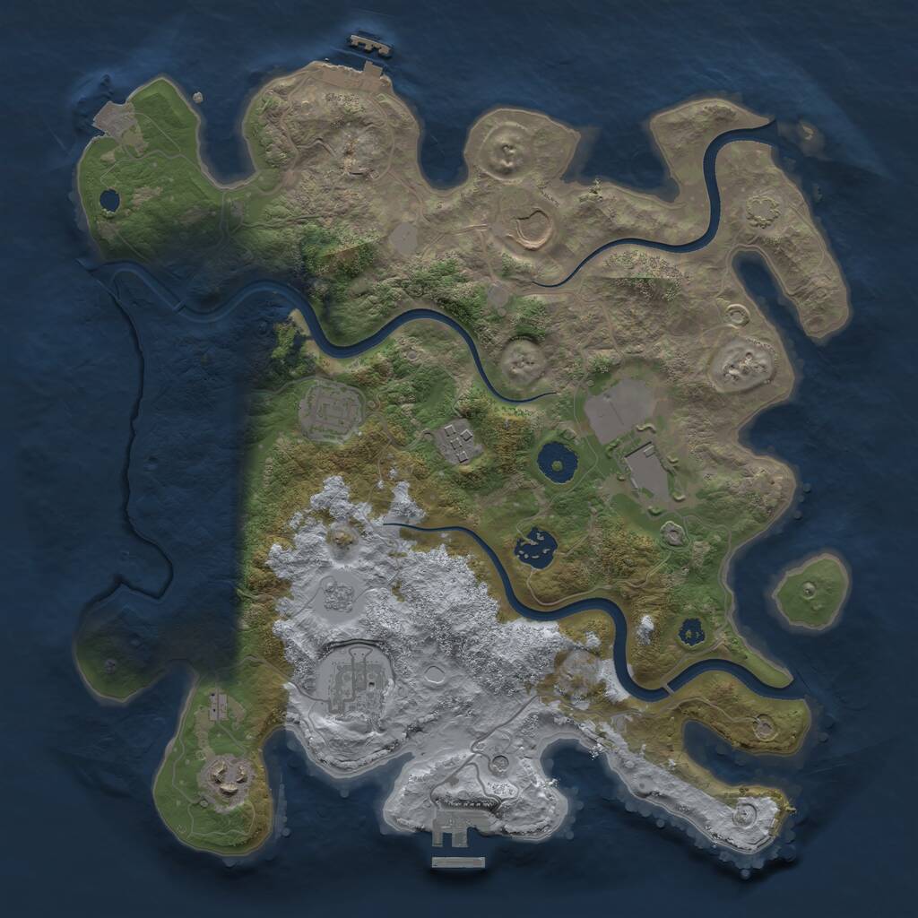 Rust Map: Procedural Map, Size: 3500, Seed: 6571, 13 Monuments