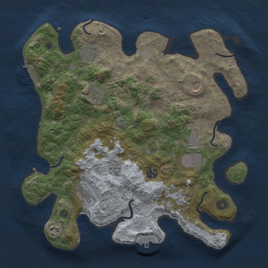 Rust Map: Procedural Map, Size: 3500, Seed: 6571, 17 Monuments