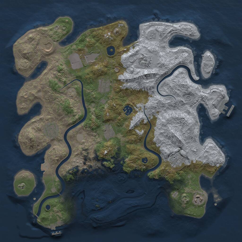 Rust Map: Procedural Map, Size: 3950, Seed: 81280307, 16 Monuments