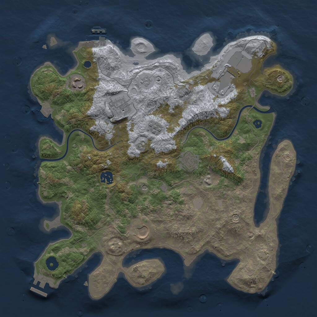 Rust Map: Procedural Map, Size: 3625, Seed: 762551441, 13 Monuments
