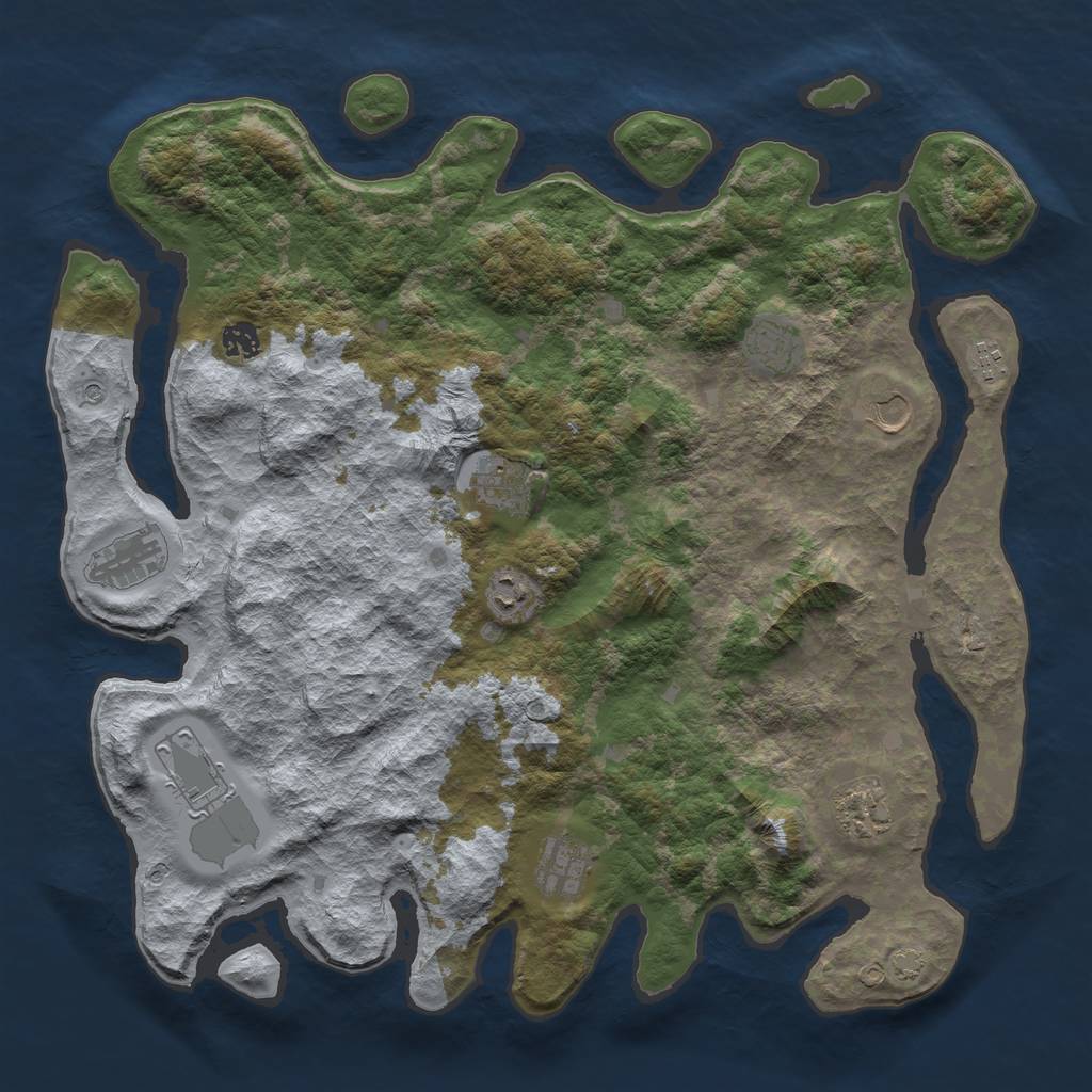 Rust Map: Barren, Size: 4300, Seed: 50433858, 14 Monuments