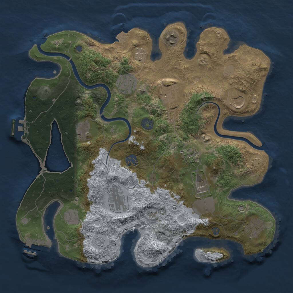 Rust Map: Procedural Map, Size: 3500, Seed: 1992869543, 19 Monuments