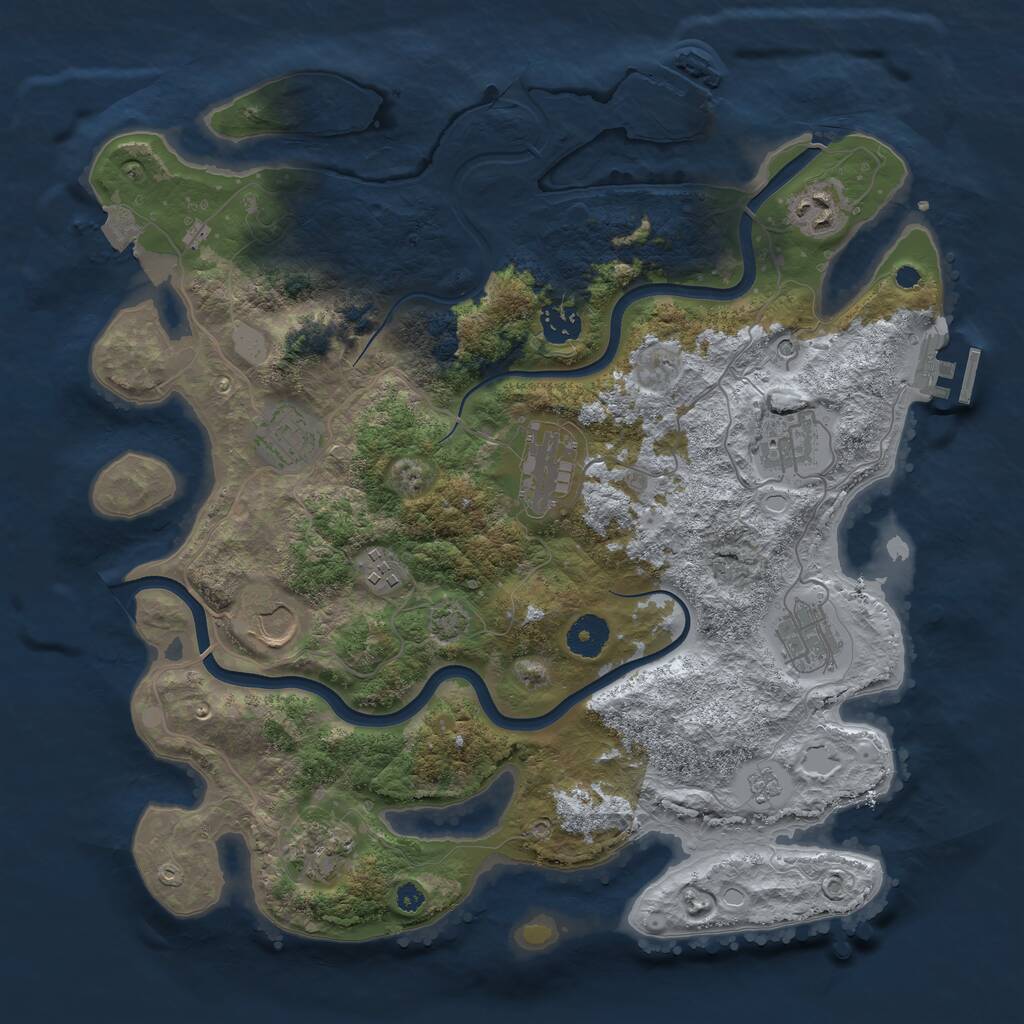Rust Map: Procedural Map, Size: 3700, Seed: 1591238111, 15 Monuments