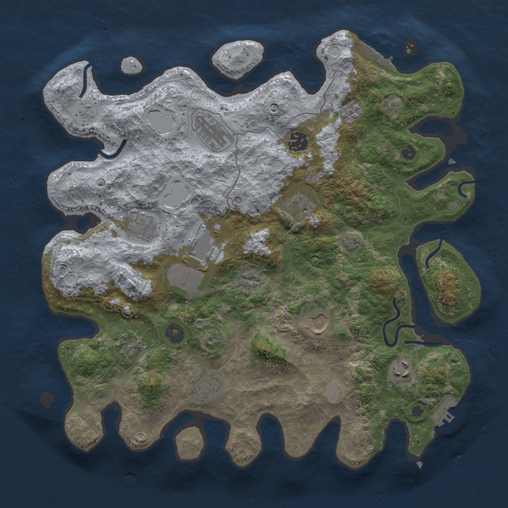 Rust Map: Procedural Map, Size: 3850, Seed: 46665799, 18 Monuments