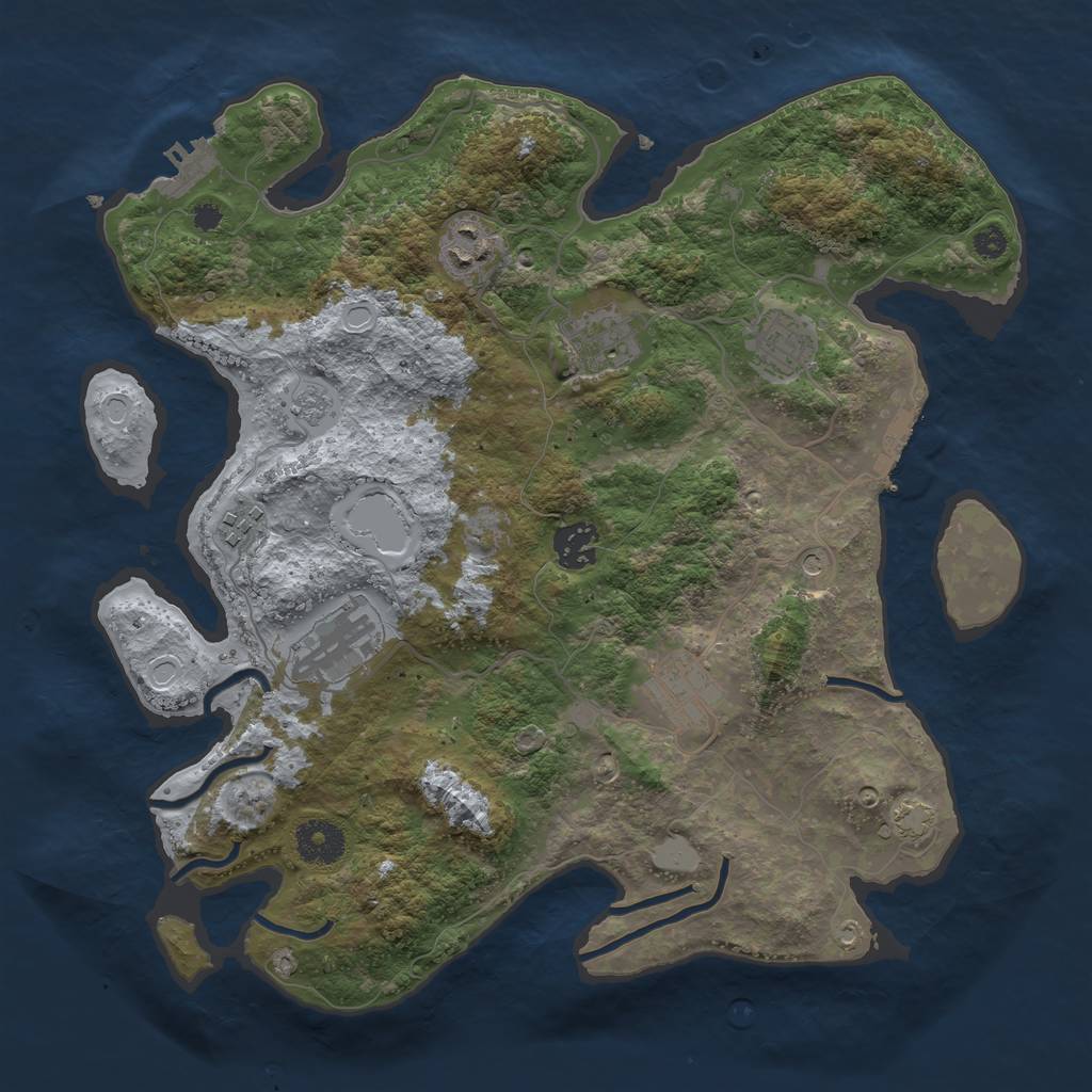 Rust Map: Procedural Map, Size: 3450, Seed: 425255, 15 Monuments