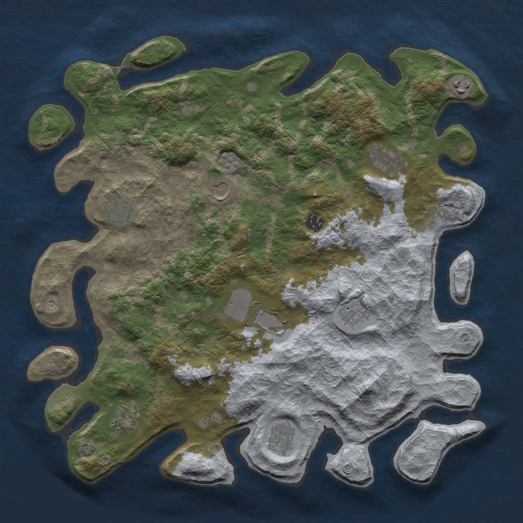 Rust Map: Barren, Size: 4300, Seed: 50939372, 14 Monuments