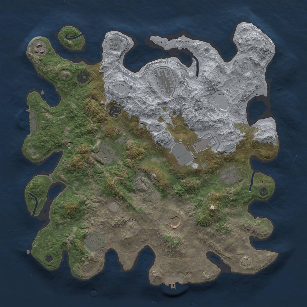 Rust Map: Procedural Map, Size: 3750, Seed: 97480518, 17 Monuments