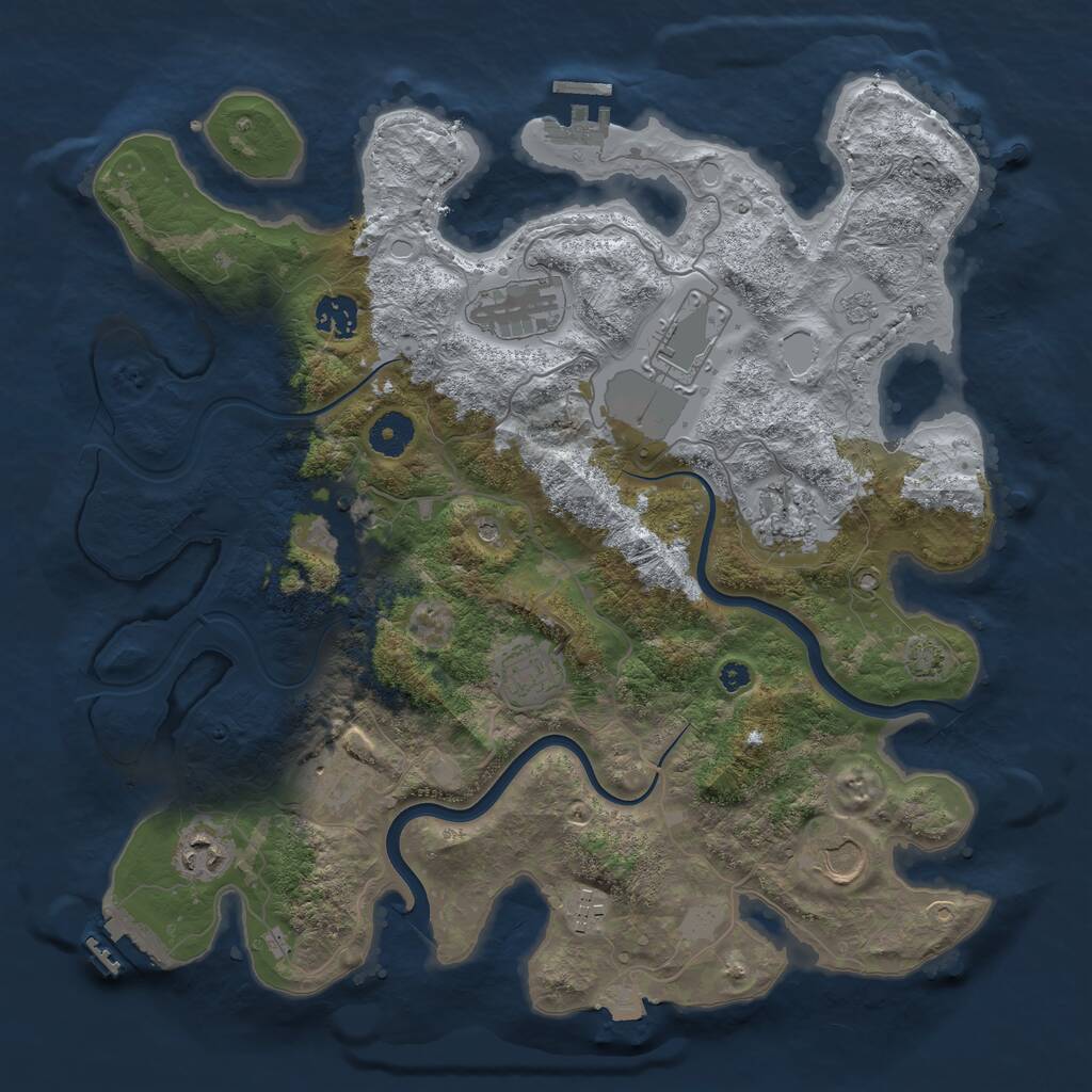 Rust Map: Procedural Map, Size: 3750, Seed: 97480518, 16 Monuments
