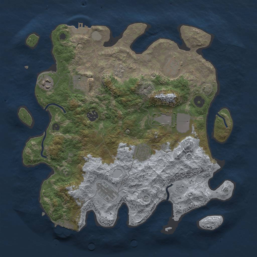 Rust Map: Procedural Map, Size: 3500, Seed: 34585354, 16 Monuments