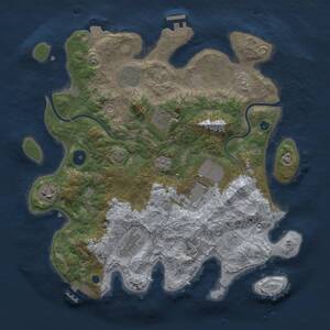 Thumbnail Rust Map: Procedural Map, Size: 3500, Seed: 34585354, 12 Monuments