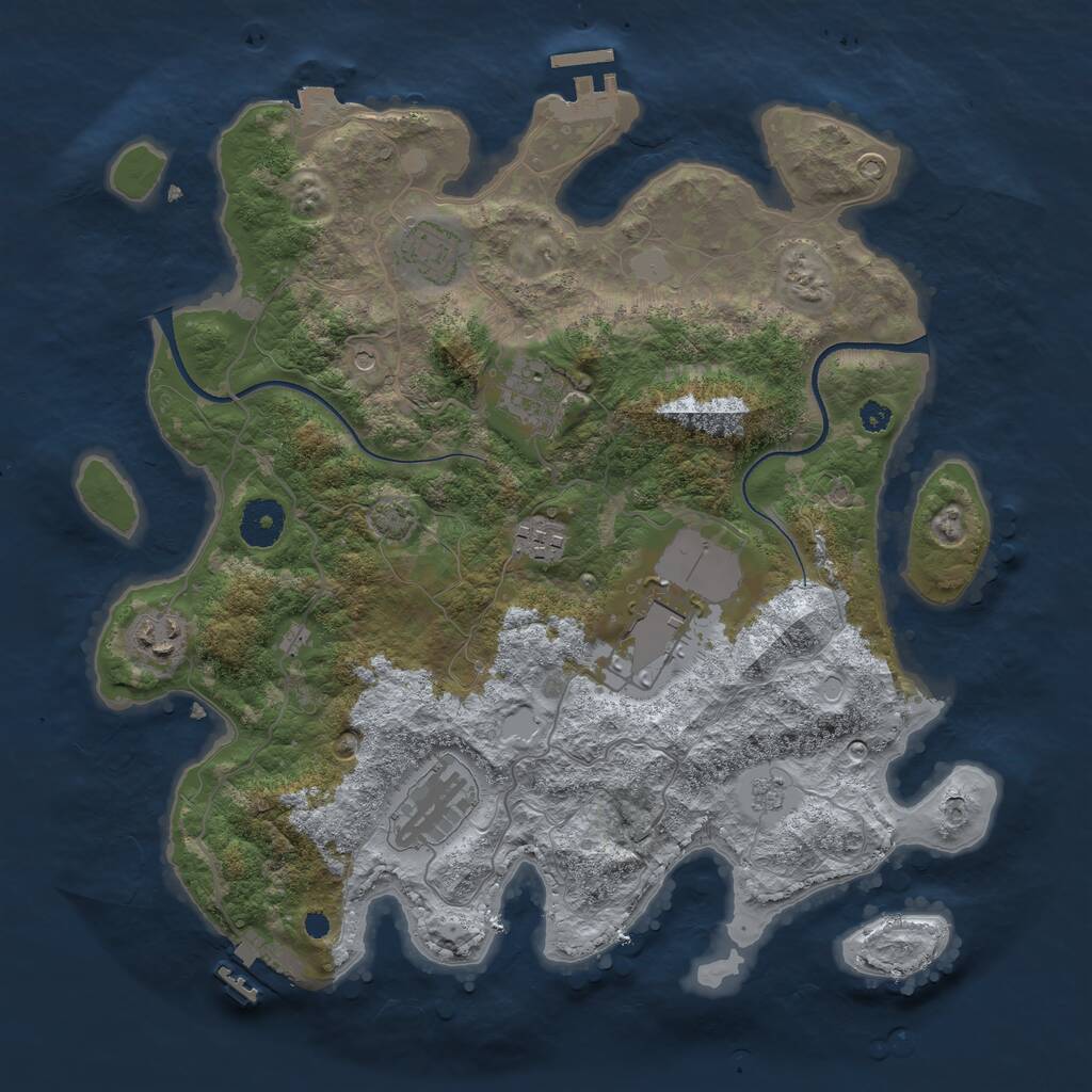 Rust Map: Procedural Map, Size: 3500, Seed: 34585354, 12 Monuments