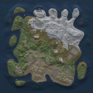 Thumbnail Rust Map: Procedural Map, Size: 3500, Seed: 1225402751, 17 Monuments