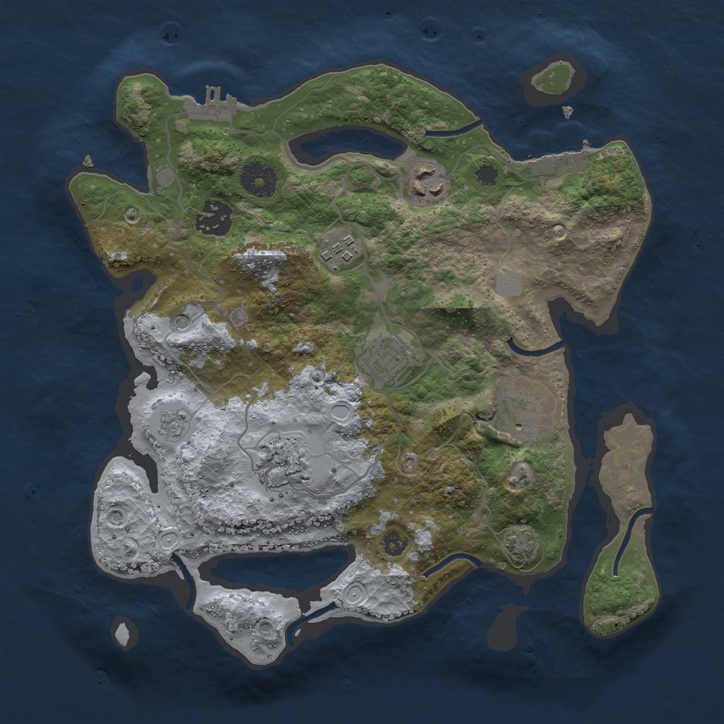 Rust Map: Procedural Map, Size: 3000, Seed: 13672, 14 Monuments