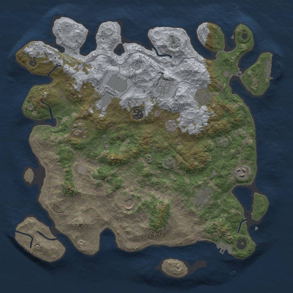 Rust Map: Procedural Map, Size: 4000, Seed: 397588810, 17 Monuments