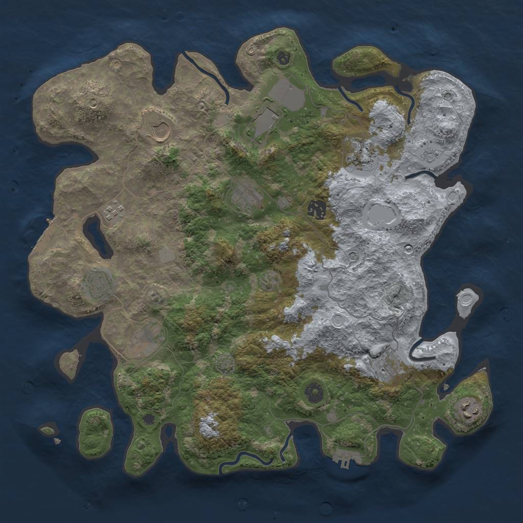 Rust Map: Procedural Map, Size: 3950, Seed: 25146804, 18 Monuments