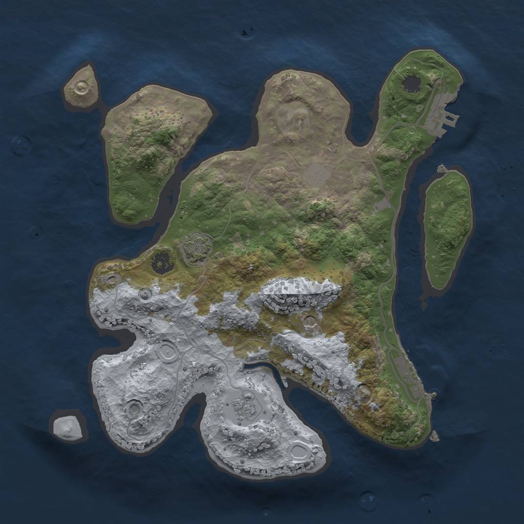 Rust Map: Procedural Map, Size: 2500, Seed: 1932841662, 8 Monuments