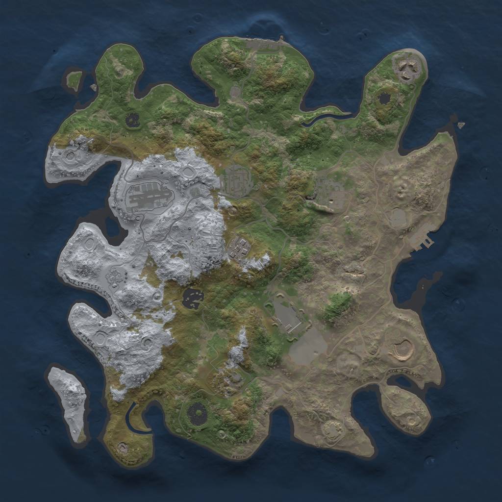 Rust Map: Procedural Map, Size: 3500, Seed: 1363642896, 17 Monuments