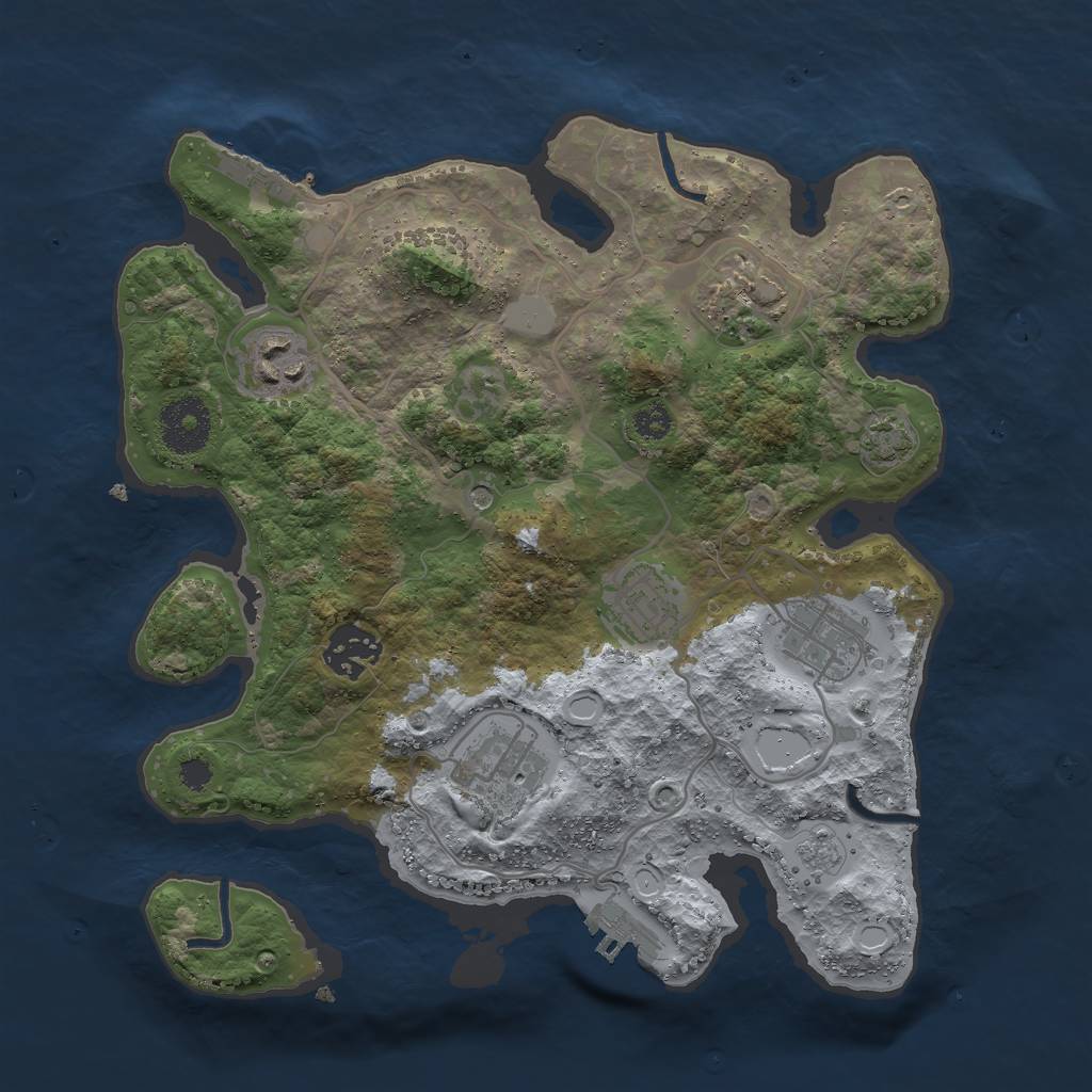 Rust Map: Procedural Map, Size: 3000, Seed: 10708, 14 Monuments