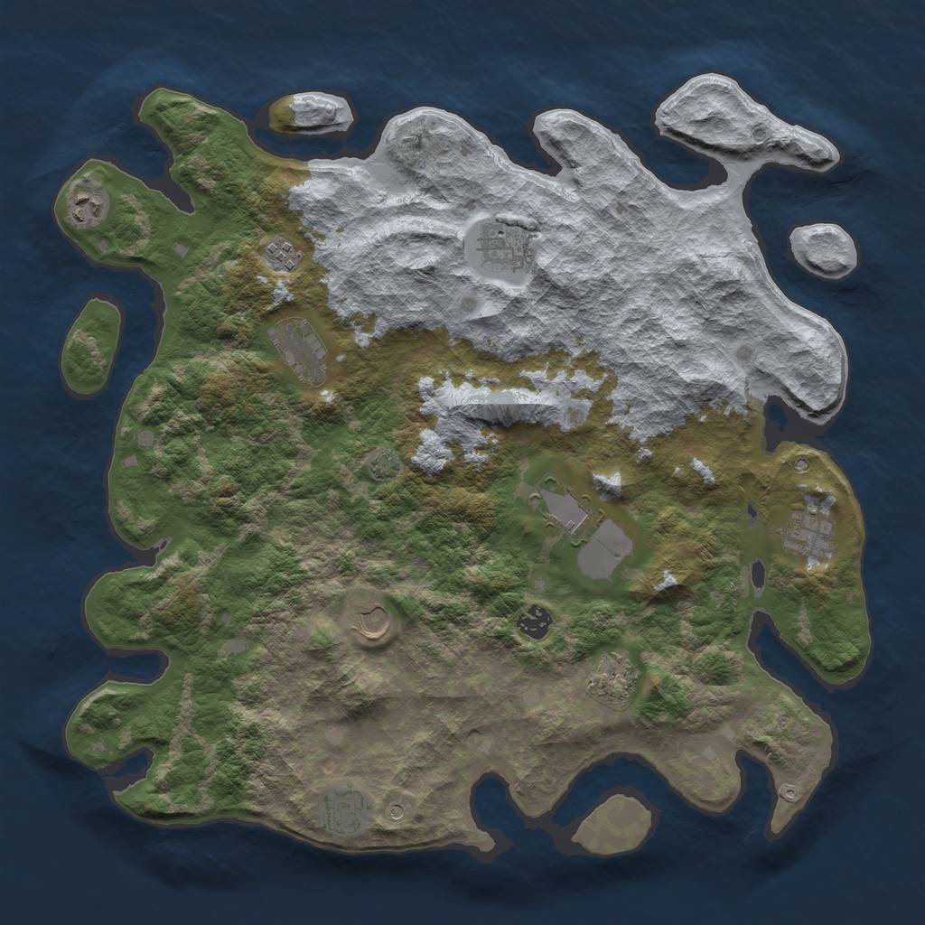 Rust Map: Barren, Size: 4250, Seed: 14000858, 14 Monuments