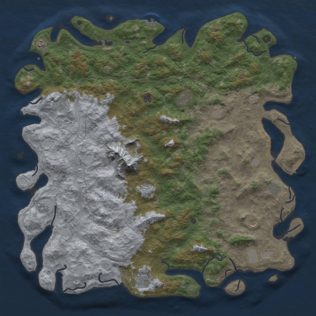 Rust Map: Procedural Map, Size: 6000, Seed: 957167364, 19 Monuments