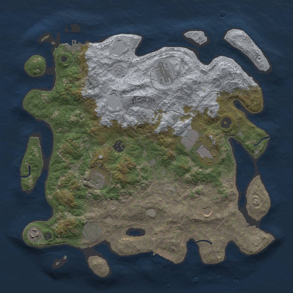 Rust Map: Procedural Map, Size: 4000, Seed: 2648107, 16 Monuments
