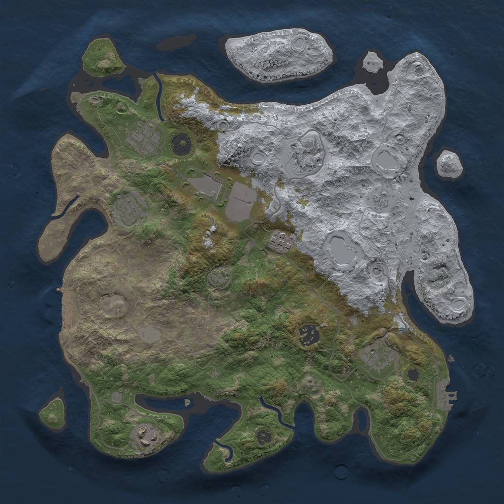 Rust Map: Procedural Map, Size: 3500, Seed: 23483245, 16 Monuments