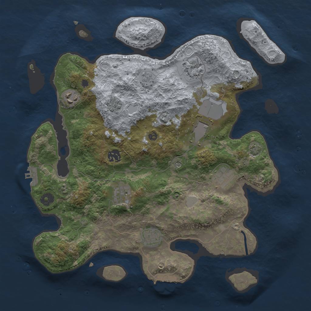 Rust Map: Procedural Map, Size: 3500, Seed: 658483142, 16 Monuments