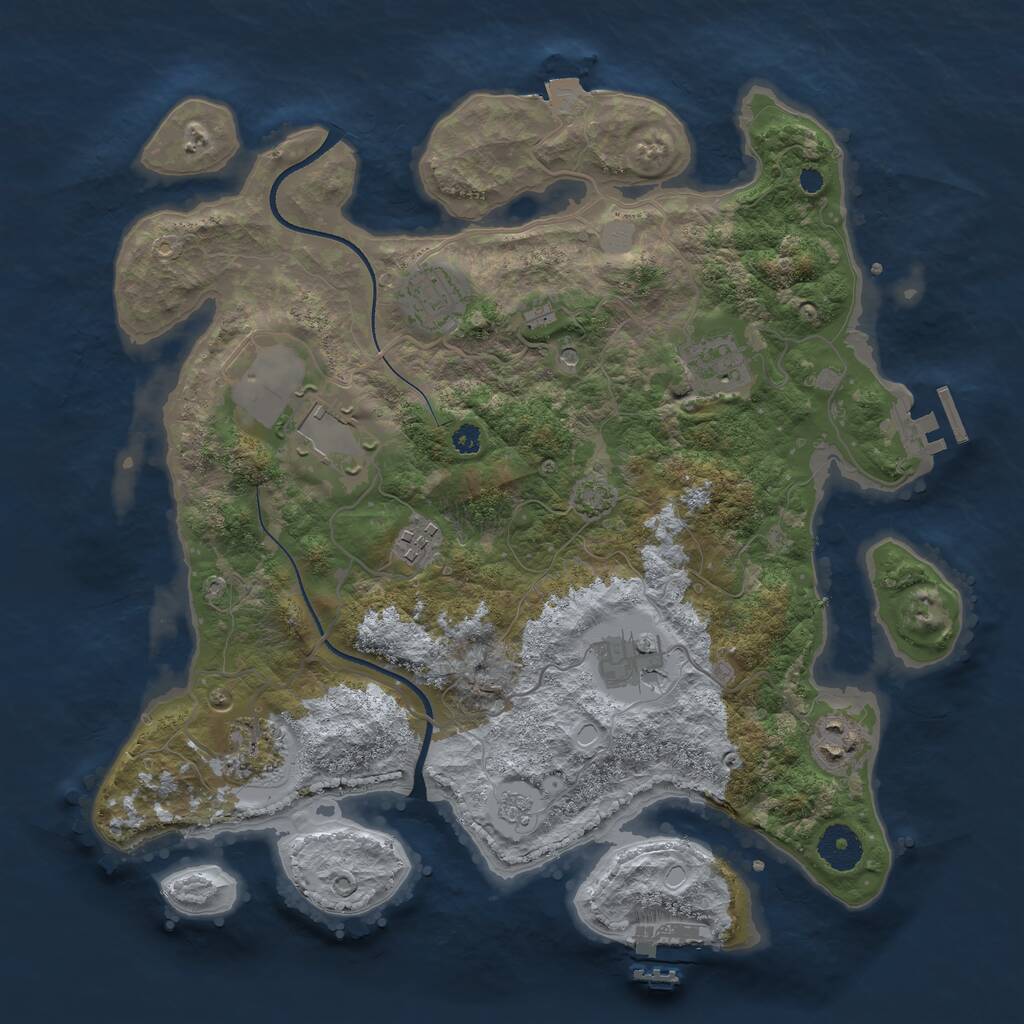 Rust Map: Procedural Map, Size: 3500, Seed: 850956382, 13 Monuments