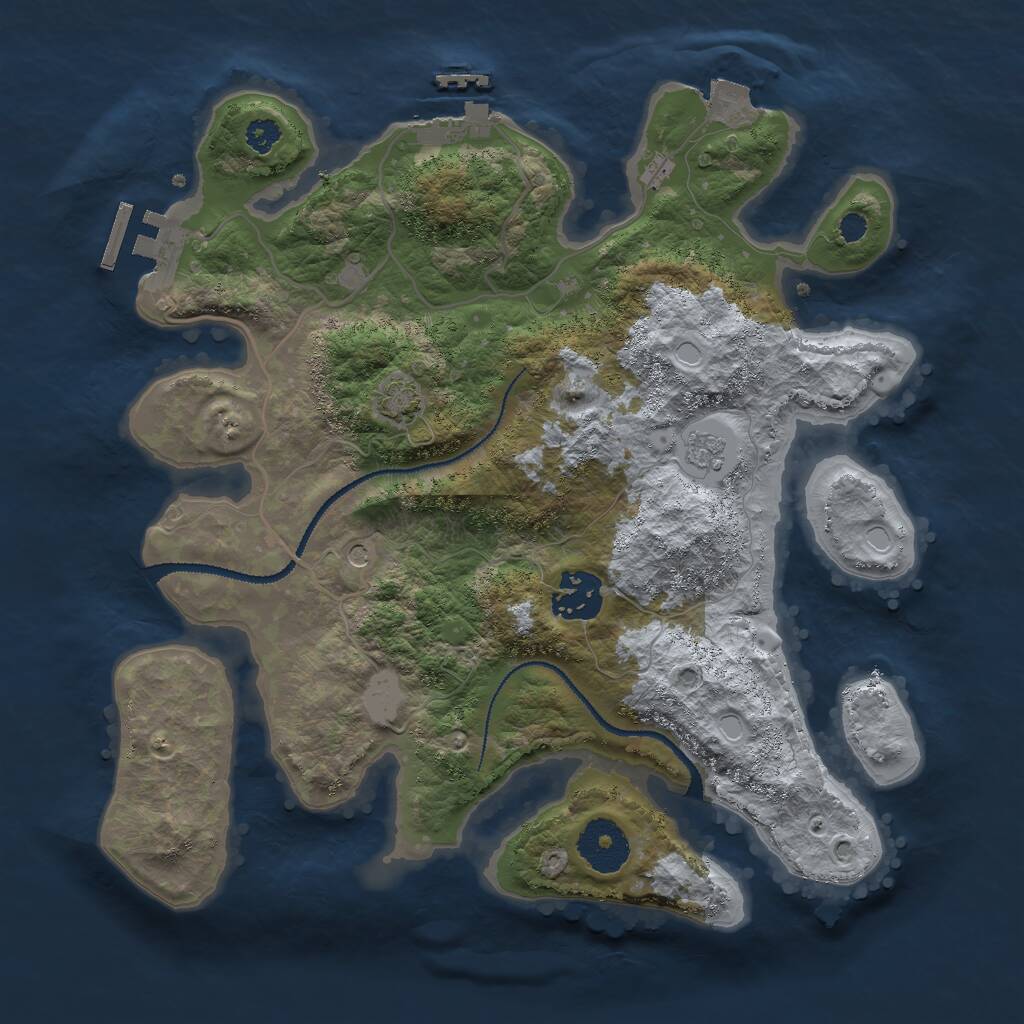 Rust Map: Procedural Map, Size: 3000, Seed: 3509, 7 Monuments