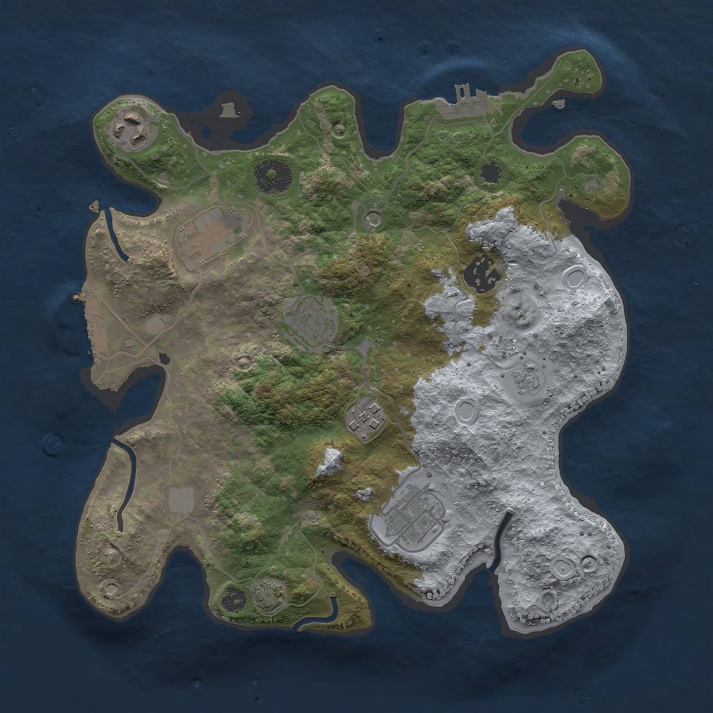 Rust Map: Procedural Map, Size: 3000, Seed: 31639, 14 Monuments
