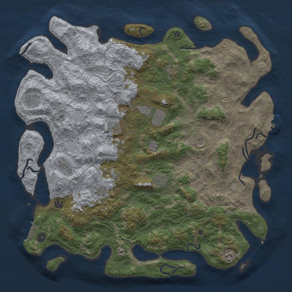 Rust Map: Procedural Map, Size: 4800, Seed: 742411528, 19 Monuments