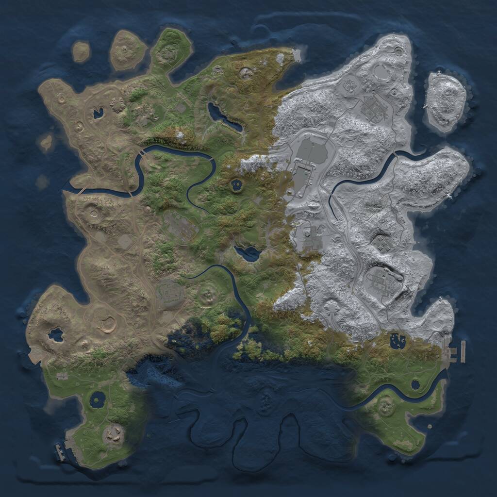 Rust Map: Procedural Map, Size: 4500, Seed: 122129, 17 Monuments