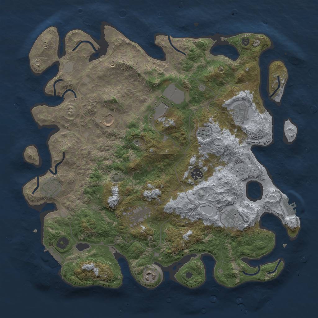 Rust Map: Procedural Map, Size: 4000, Seed: 246802468, 17 Monuments