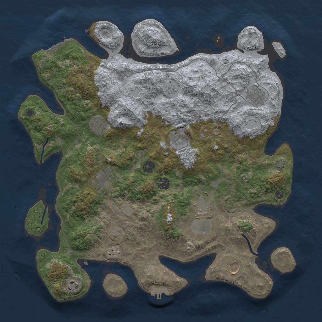 Rust Map: Procedural Map, Size: 4000, Seed: 2079358729, 17 Monuments