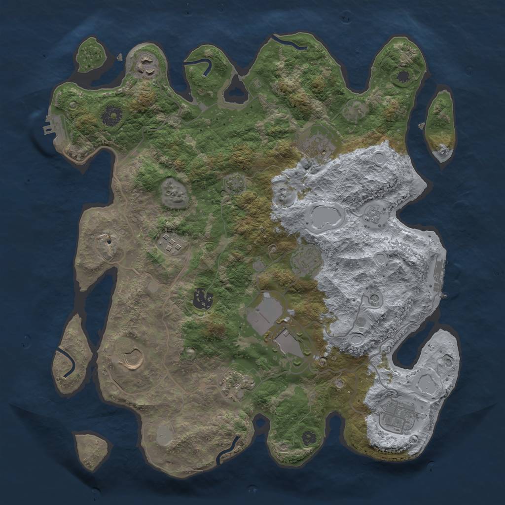 Rust Map: Procedural Map, Size: 3600, Seed: 8723097, 17 Monuments