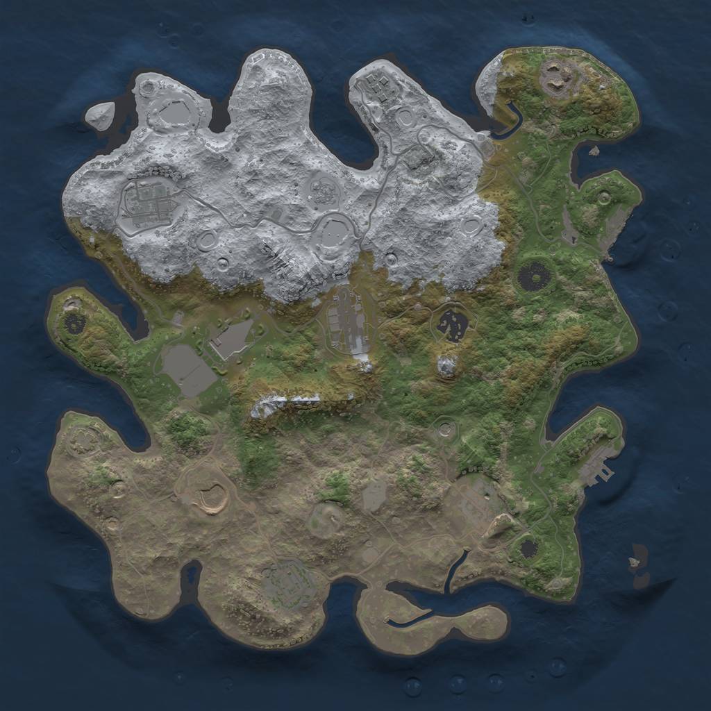 Rust Map: Procedural Map, Size: 3500, Seed: 123790686, 17 Monuments