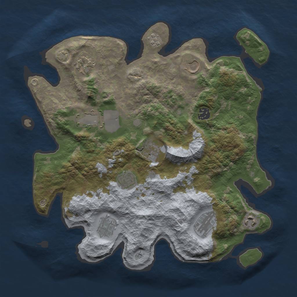 Rust Map: Barren, Size: 3550, Seed: 23535423, 14 Monuments