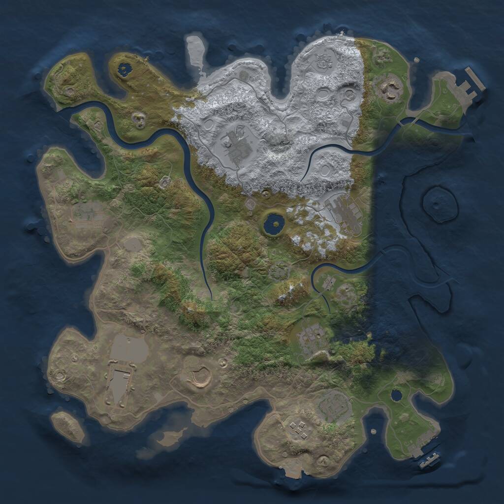 Rust Map: Procedural Map, Size: 3650, Seed: 39837734, 15 Monuments
