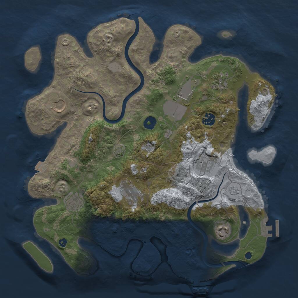 Rust Map: Procedural Map, Size: 3500, Seed: 939151768, 15 Monuments