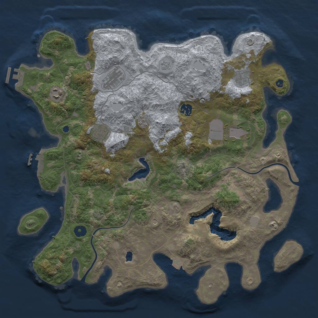 Rust Map: Procedural Map, Size: 4000, Seed: 16889918, 13 Monuments