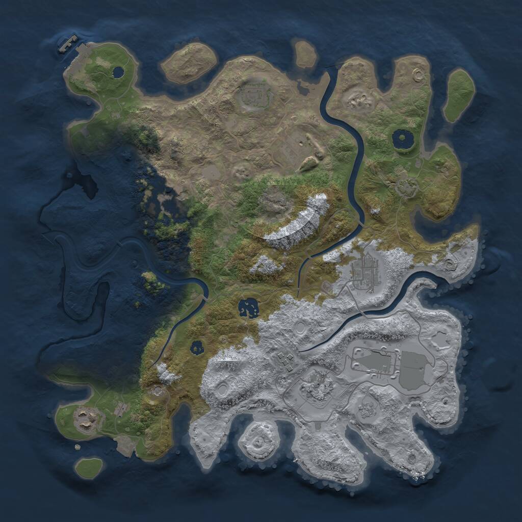 Rust Map: Procedural Map, Size: 3700, Seed: 1544124402, 14 Monuments