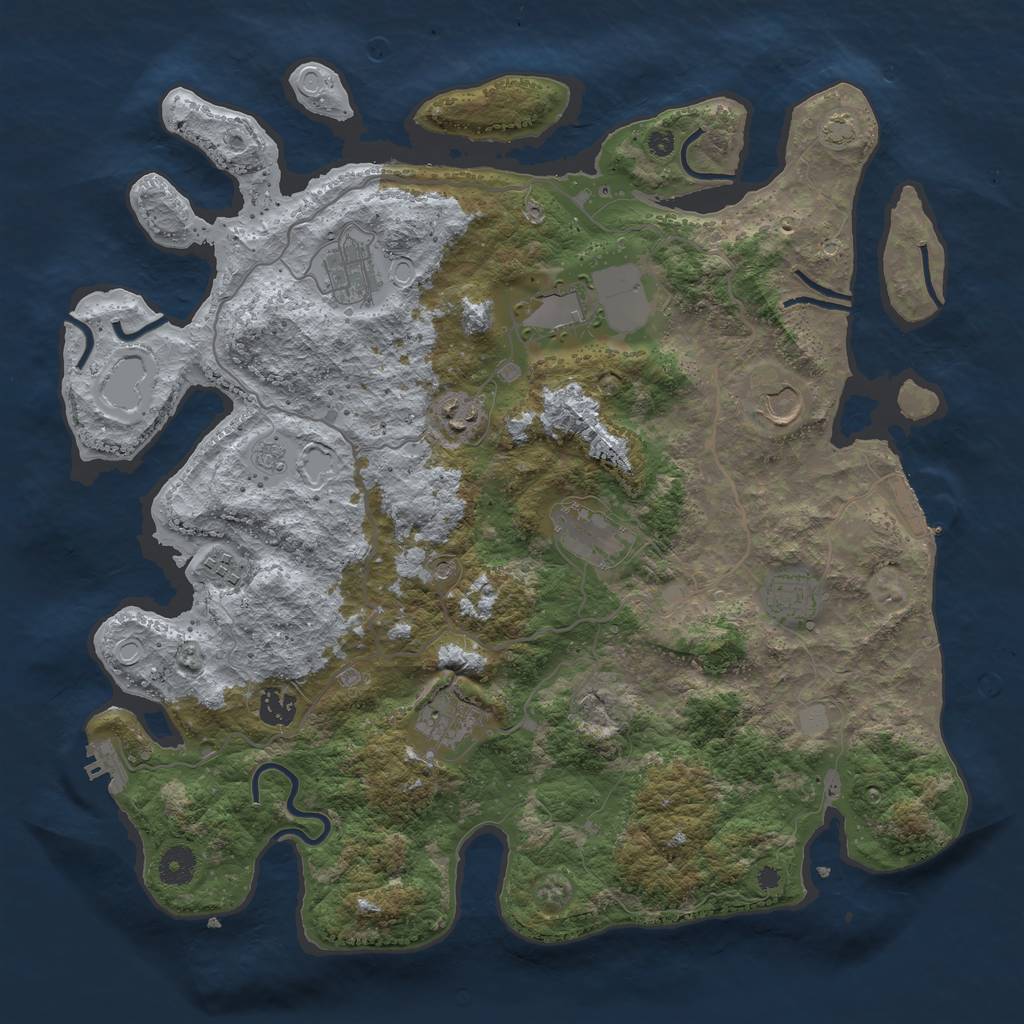 Rust Map: Procedural Map, Size: 4000, Seed: 760745983, 17 Monuments